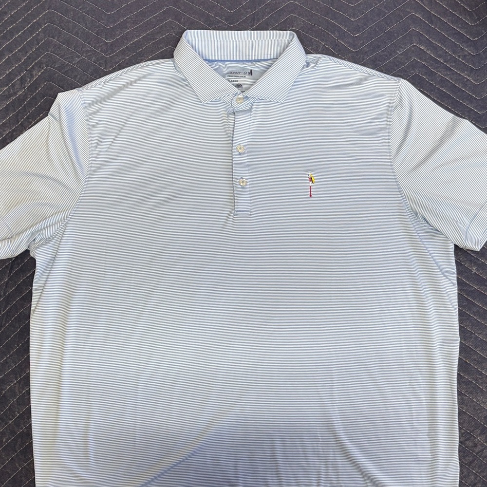 Johnnie O Light Blue Micro-Stripe Polo